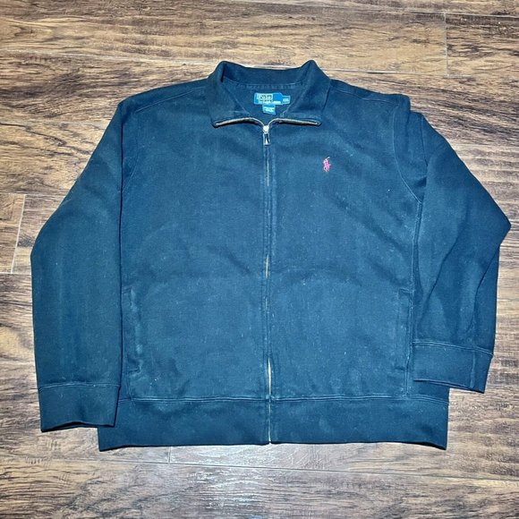 Polo Ralph Lauren Full Zip Sweater Jacket Black Red Men’s Size XXL - Picture 1 of 8